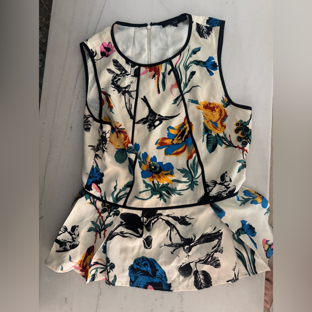 Tibi Cream and Black floral top 6